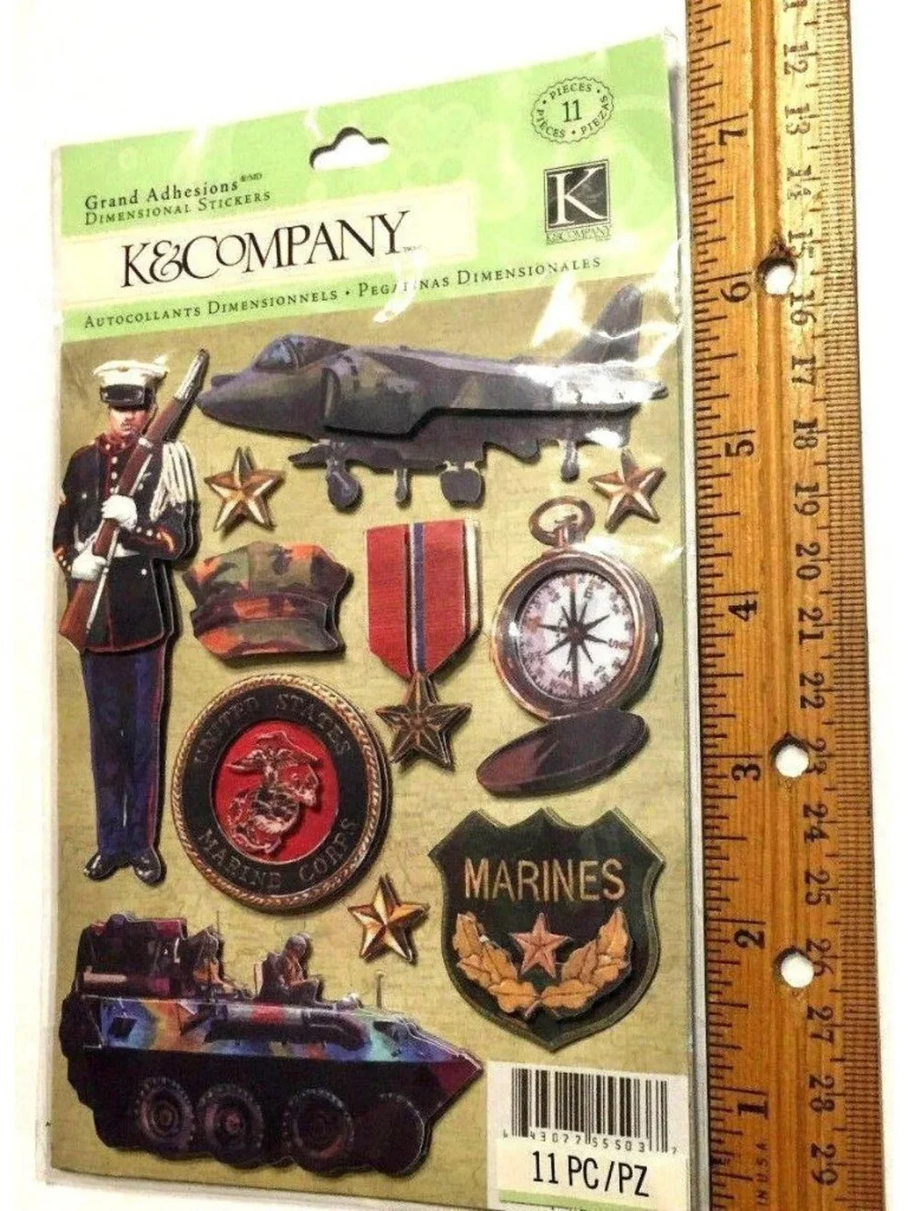 Military Stickers  K & COMPANY US Marines Marine Corps Scrapbook Memory 11 Pcs